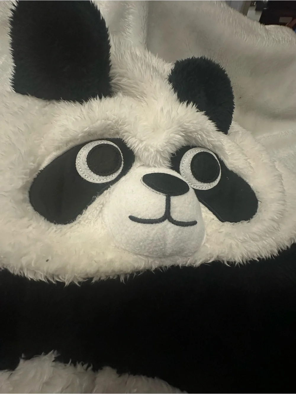 Kids Black & White Panda One-Piece Hooded Costume